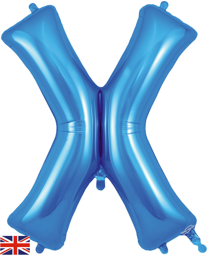 34" Letter X Blue Oaktree Brand Foil Balloon