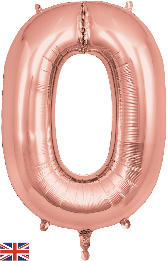 34" Letter O Rose Gold Oaktree Brand Foil Balloon