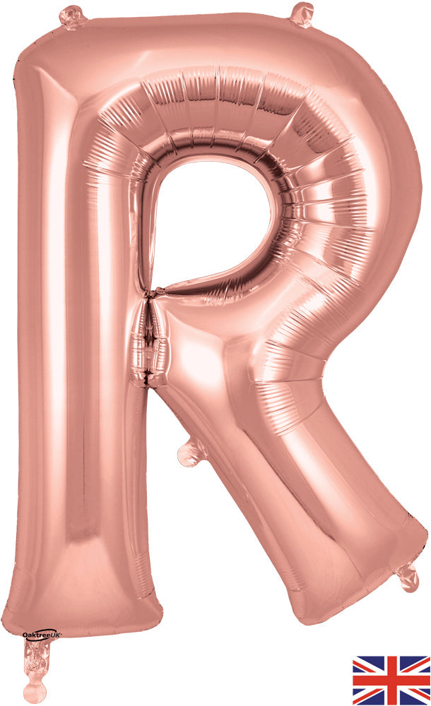 34" Letter R Rose Gold Oaktree Brand Foil Balloon