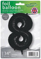 The Oaktree 34" Number 8 Black Foil Balloon, made in the UK, comes packaged and can be inflated with helium or air.