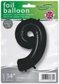 The Oaktree 34" Number 9 Black Foil Balloon, made in the UK, can be filled with helium or air and comes packaged for convenience.