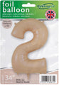 The Oaktree 34" Number 2 Matte Nude Foil Balloon comes packaged and can be filled with helium or air.
