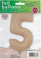 The 34" Number 5 Matte Nude Oaktree Foil Balloon by Oaktree can be filled with helium or air. Its packaging features a UK flag, highlighting its UK design and manufacture.
