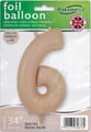 The Oaktree 34" Number 6 Matte Nude Foil Balloon comes packaged and can be inflated with helium or air.