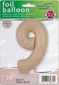 The Oaktree 34" Number 9 Matte Nude Foil Balloon can be filled with air or helium and is designed and made in the UK.
