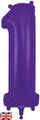 A 34″ Number 1 Purple Oaktree Foil Balloon from Oaktree stands upright, with a small UK flag displayed in the lower left corner.