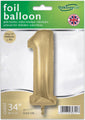 The Oaktree 34" Number 1 Silk Gold Foil Balloon is perfect for milestone parties, can be filled with helium or air, and comes packaged with a "Designed and Made in the UK" badge.