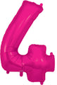 A 34" Oaktree Brand New Pink foil balloon shaped like the number 4 stands upright against a white background.