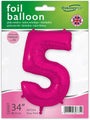 The 34" Number 5 New Pink Oaktree Brand Foil Balloon is a shiny pink balloon, suitable for air or helium. Packaged with the Oaktree logo and a British flag, it's perfect for birthdays.
