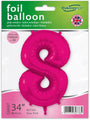 The Oaktree 34" Number 8 New Pink Foil Balloon features large, eye-catching design and clear inflation labels—ideal for standout celebrations.