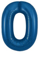 A 34″ Oaktree Number 0 Metallic Navy Blue Foil Balloon, isolated on a white background.