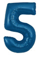A 34″ Oaktree Number 5 metallic navy blue foil balloon, isolated on a white background.