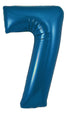 A 34″ metallic navy blue number 7 foil balloon by Oaktree, set against a white background.
