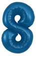 A 34″ Oaktree Number 8 Metallic Navy Blue Foil Balloon is shown against a plain white background.