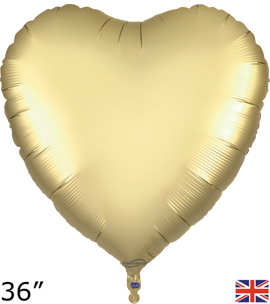 Uninflated Balloon Made by Oaktree UK. Balloon Size Measures  36" Pure Gold Heart Packaged.