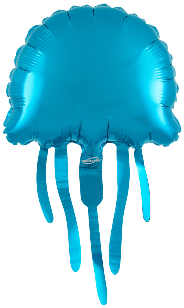 Uninflated Balloon Made by Oaktree UK. Balloon Size Measures  Mini Shape 9" x 16" Mini Jellyfish Blue (For Air) Packaged.