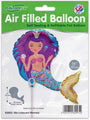 The Oaktree 16" iridescent mermaid mini balloon features a cute purple-haired, crowned mermaid. Airfill only (sticks sold separately), self-sealing and refillable—perfect for mermaid party decorations.