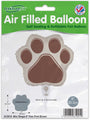 The Oaktree 8" Airfill Only Mini Shape Paw Print Brown balloon is self-sealing, refillable, and perfect for pet-themed parties. Features a brown paw print design. Sticks sold separately; cup and stick not included.