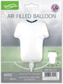 The 11" Oaktree Brand Sports Shirt White/Blue Metallic foil balloon is packaged for airfill only, features a football shirt design, and displays UK branding in the top corners.