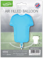 The 11" Oaktree Sports Shirt Light Blue Metallic Foil Balloon is airfill only, self-sealing, refillable, and comes packaged. Shaped like a shirt with a football pitch background—perfect for sports-themed celebrations.