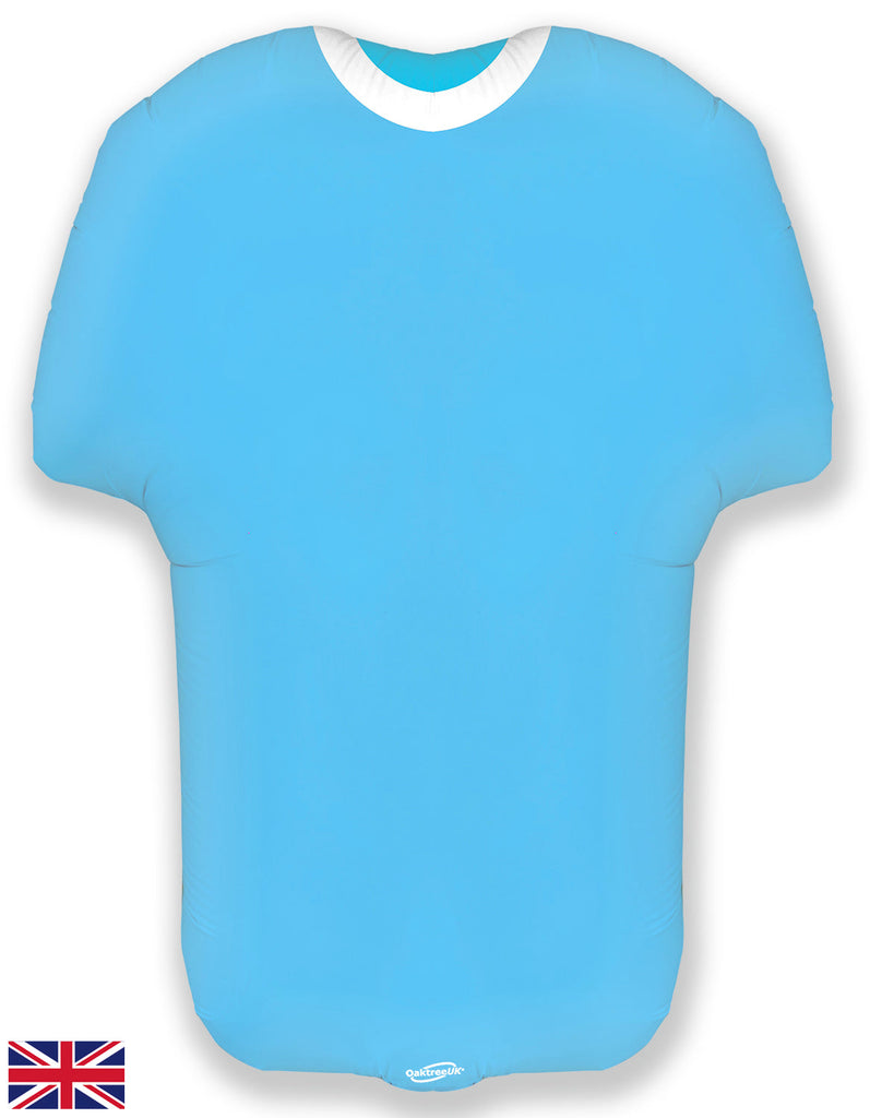 Flat Not Inflated 24" Shape Sports Shirt Light Blue Metallic Foil Balloon Manufactured By Oaktree UK Ltd