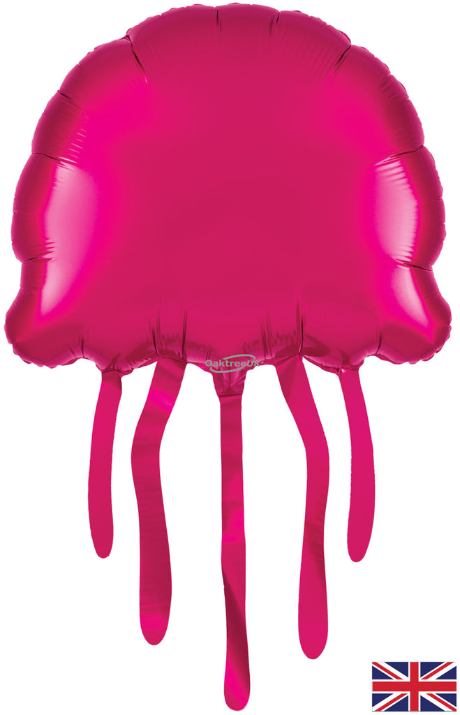 Uninflated Balloon Made by Oaktree UK. Balloon Size Measures  Shape 17.5 x 29.5inch Pink Jellyfish.