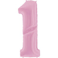 64" Foil Shaped Gigaloon Balloon Packaged Number 1 Pastel Pink