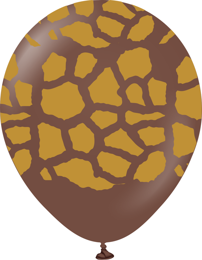 12" Safari Giraffe Printed Chocolate Brown Retro Kalisan Latex Balloons (25 Per Bag)