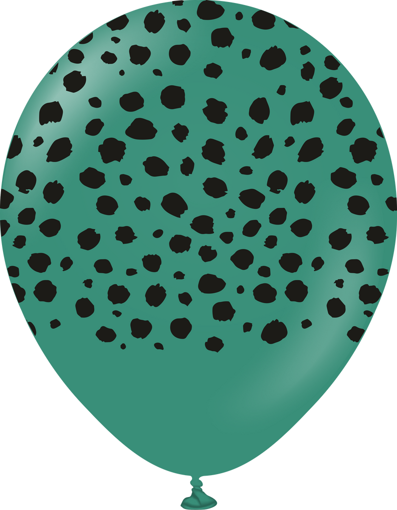 12" Safari Cheetah Printed Sage Retro Kalisan Latex Balloons (25 Per Bag)