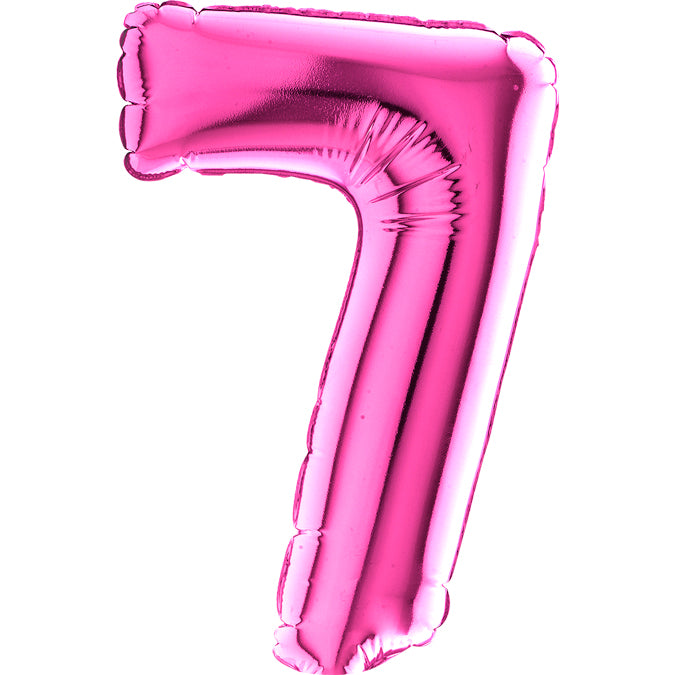 7" Airfill Only (requires heat sealing) Number Balloon 7 Fuschia
