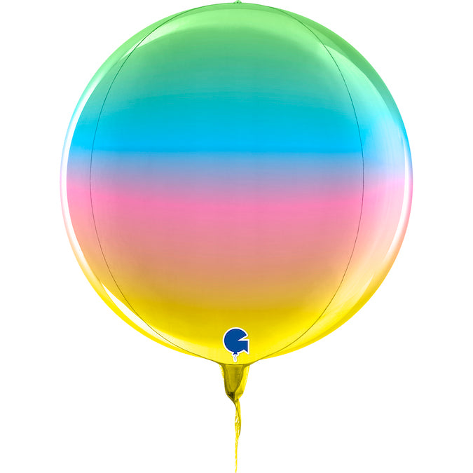 11" (15" Deflated) Globe Rainbow 4D Foil Balloon