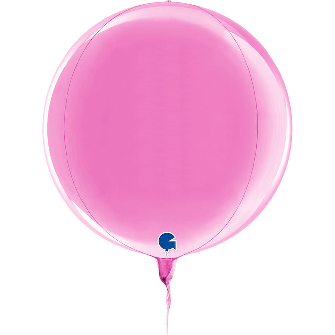 11" (15" Deflated) Globe Fuchsia 4D Foil Balloon