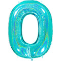 40" Number "0" Tiffany Glitter Holographic Balloons