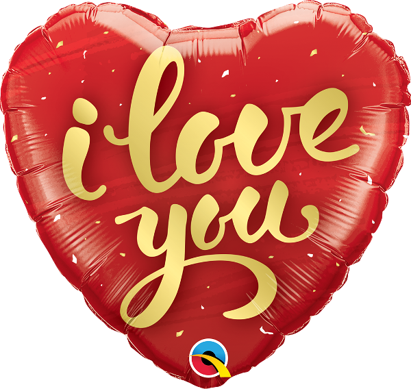 18" Heart I Love You Gold Script Foil Balloon