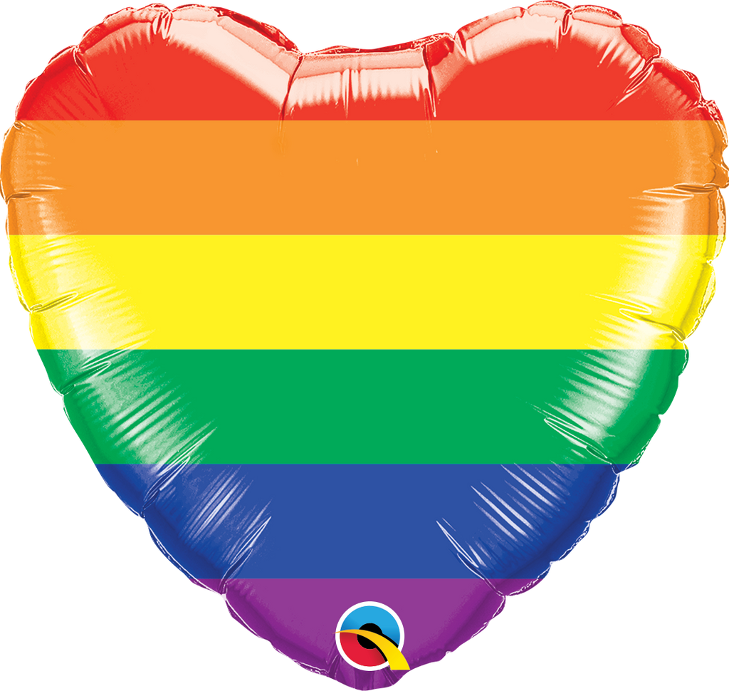 18" Heart Rainbow Stripes Foil Balloon
