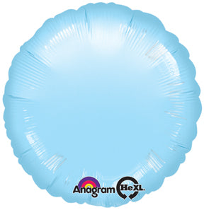 18" Metallic Pearl Pastel Blue Circle Anagram Brand Balloon