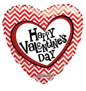 18" Valentine's Zig Zag Pattern Balloon