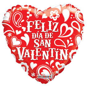 18" Feliz Dia De San Valentin Red Balloon (Spanish)