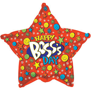 18" Happy Boss's Day Smiley Star Foil Balloon