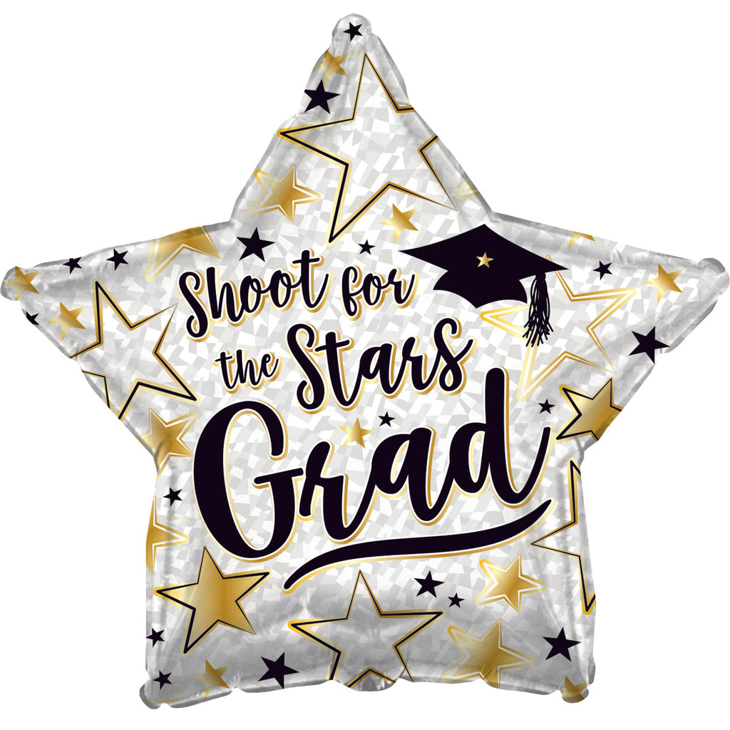 17" Shoot For The Stars Grad Prismatic Foil Balloon