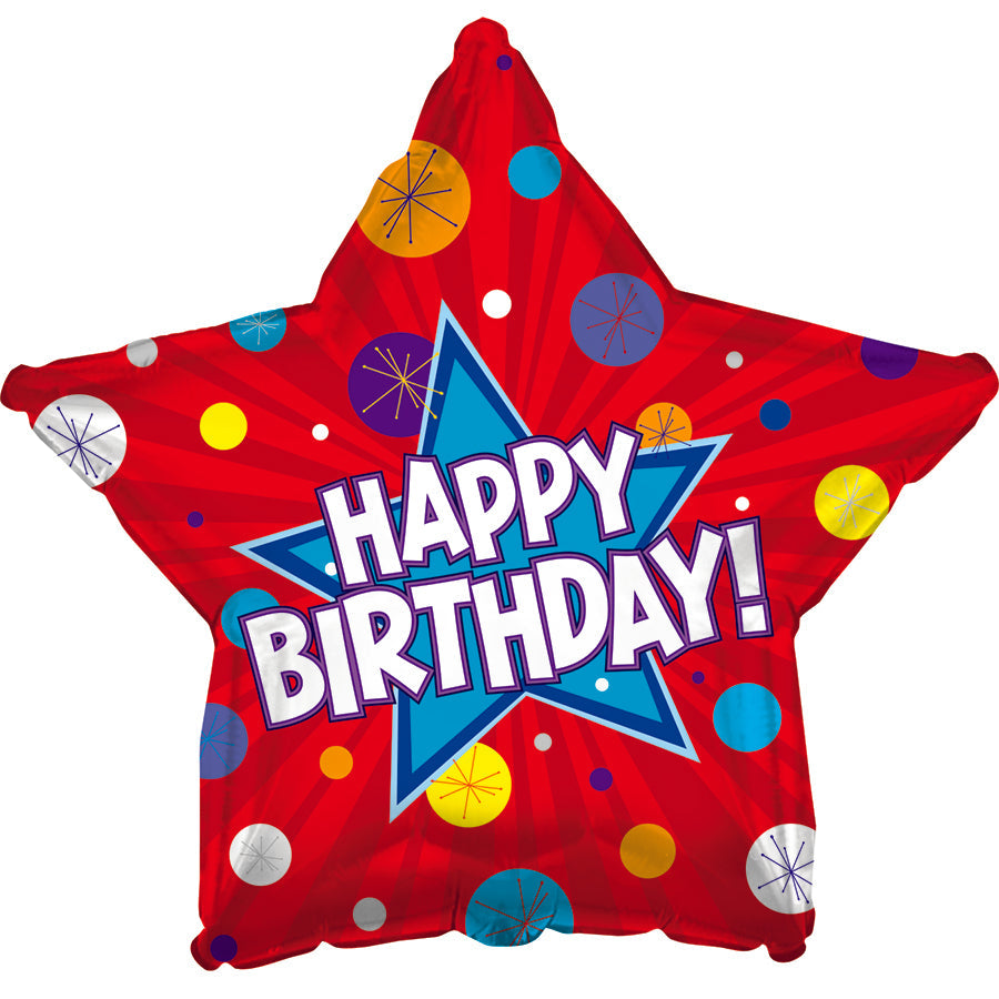 17" Happy Birthday Day Dynamic Star Balloon