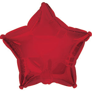 7" Airfill Only Dark Red Star Self Sealing Valve Foil Balloon