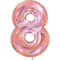 40" Number "8" Rose Gold Glitter Holographic Balloons