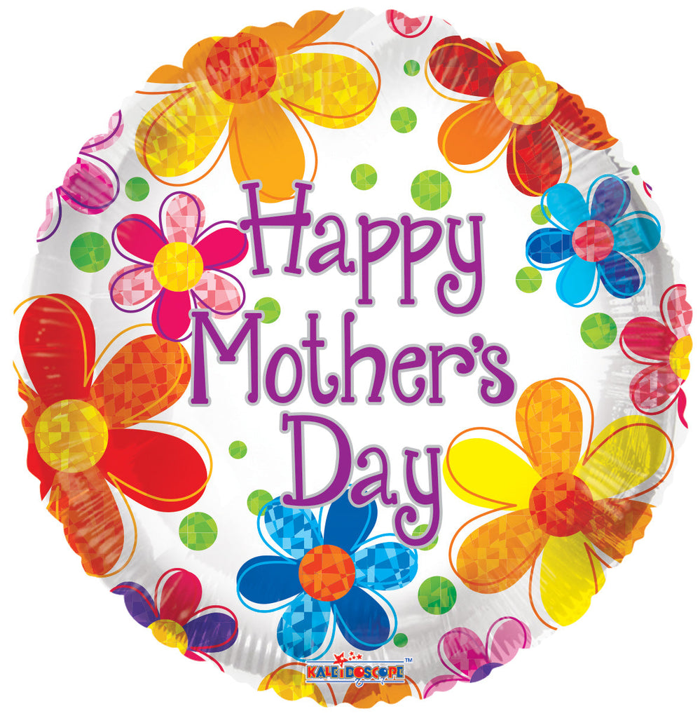 18" Mother's Day Multicolored Flowers Balloon