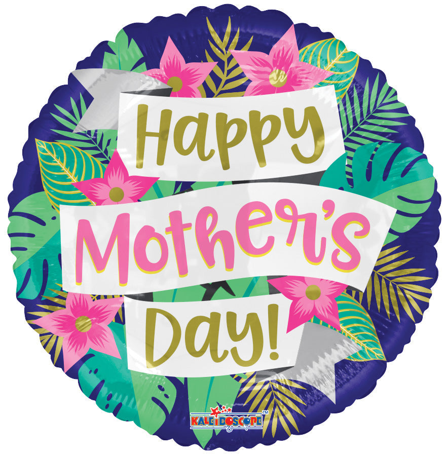 18" Happy Mother's Day Banner & Flowers Foil Balloon
