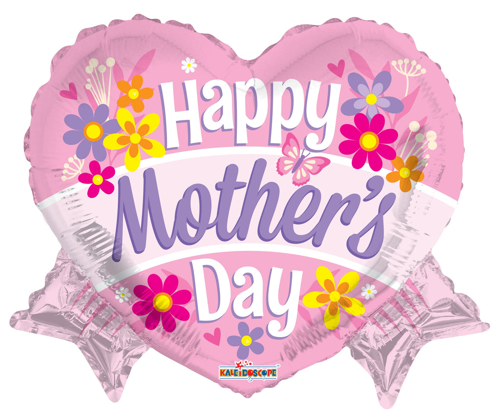 18" Happy Mother's Day Heart With Banner Shape Foil Balloon