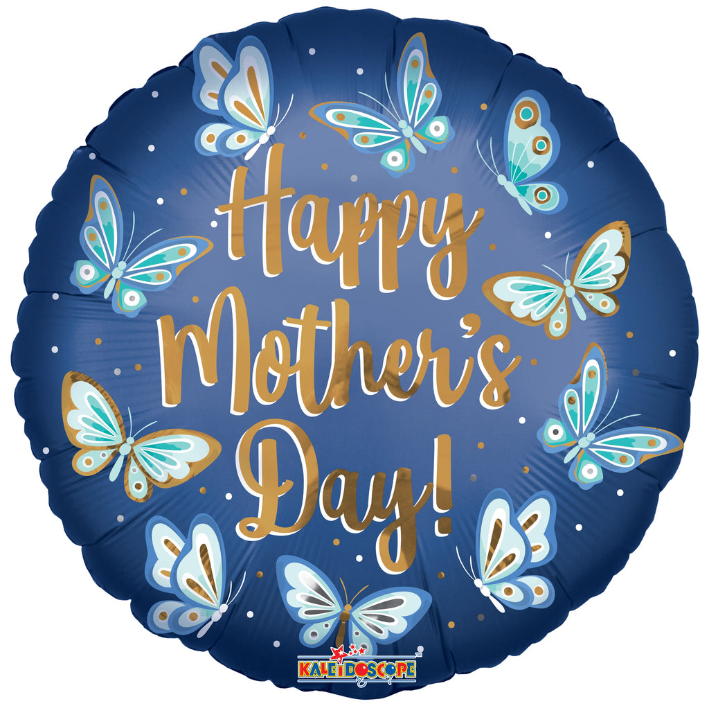 18" Happy Mother's Day Butterflies Matte Foil Balloon