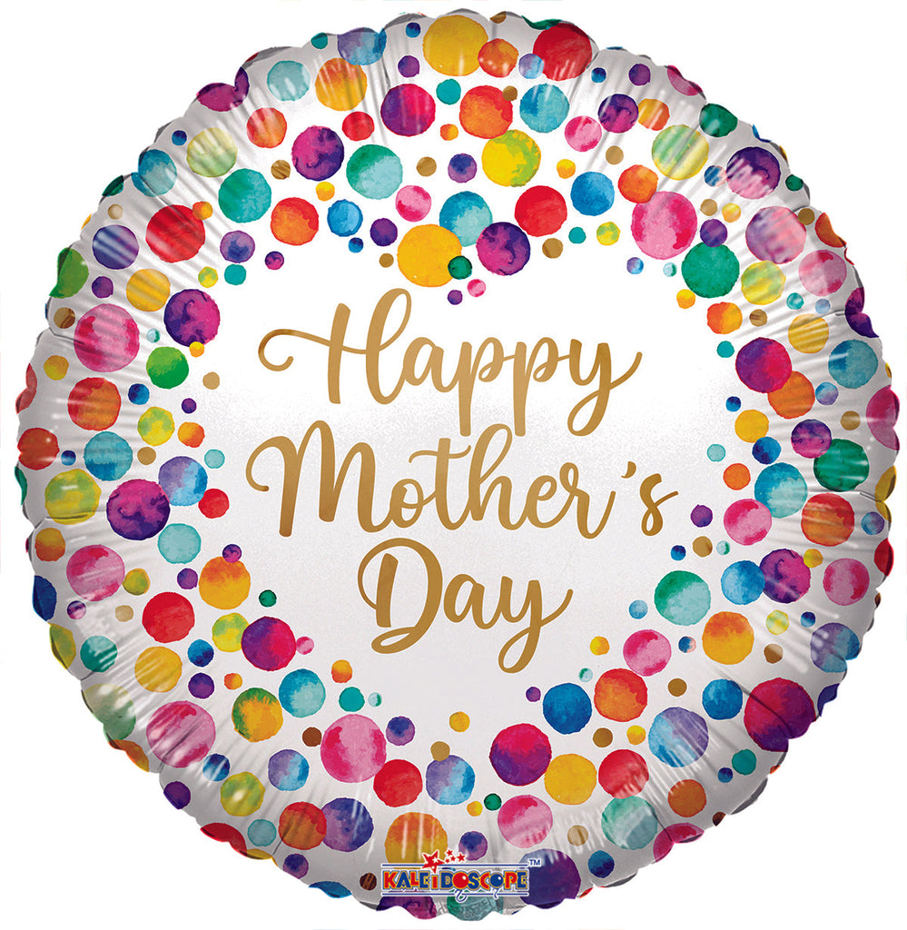 9" Airfill Only Happy Mother's Day Watercolor Dots Foil Balloon