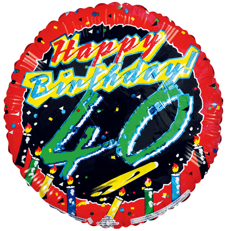 18" Happy 40th Birthday Foil Balloon