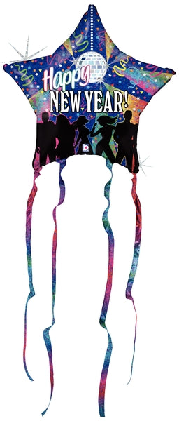 23" New Year Shooting Star Streamers Balloon